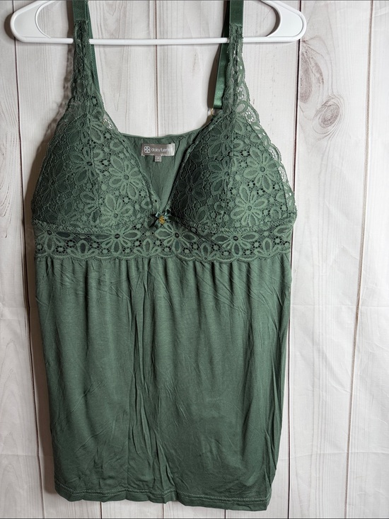 Daisy Fuentes Other - Daisy Fuentes Olive Green Lace-Trim Chemise 1x-1101